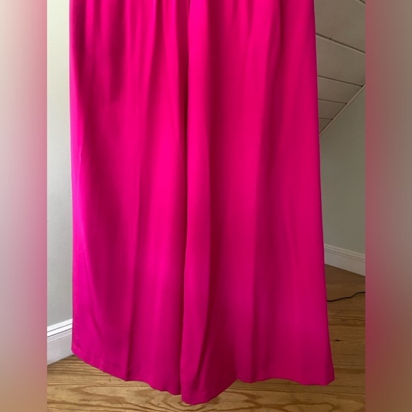 Diane Von Furstenburg 100% Silk Wide Leg Pants Pink Elastic Waistband VTG - Picture 6 of 12
